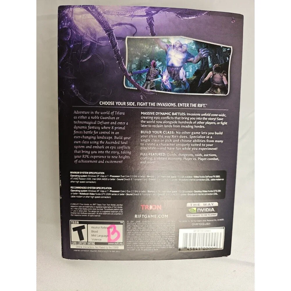 RIFT PC DVD-ROM Game Trion Worlds 2011 Windows Complete Box Used MMORPG